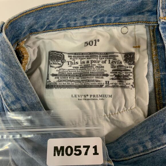 Levis 30 Premium Denim Distressed Cuff Jean Shorts Medium Blue - Picture 4 of 8